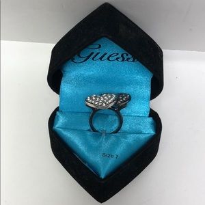 Guess Womens Ring Heart Two Tone silver 7 New